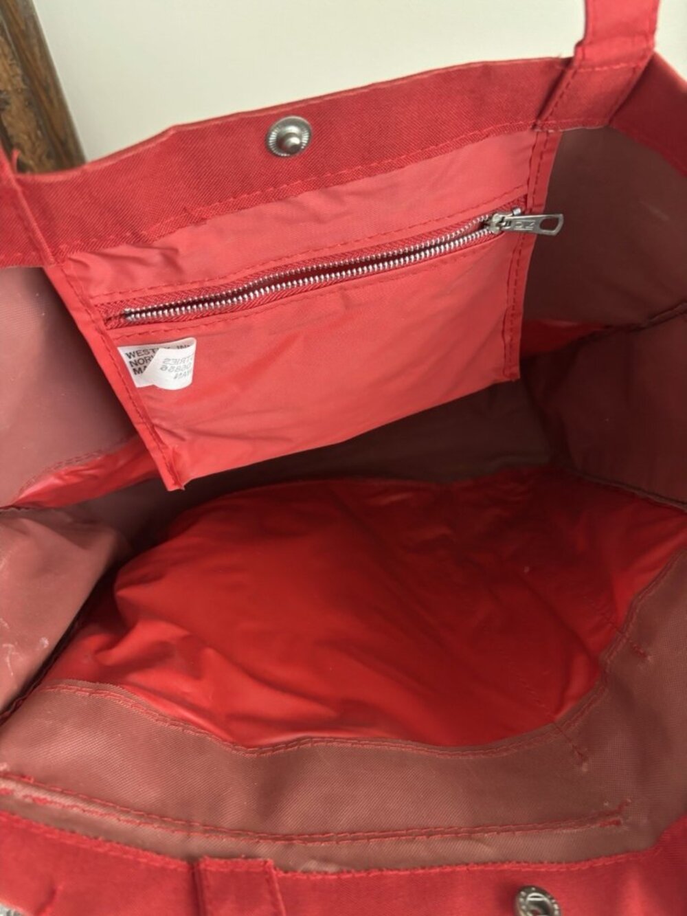 Vintage Red Needlecraft Knitting Needlework Crafts Project Tote Bag MCM - Picture 7 of 13